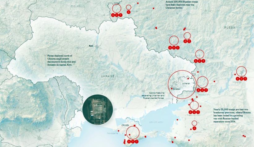 Окружают Украину с трех сторон: карту расположения войск РФ опубликовалоThe New York Times - Дім